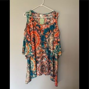 NWT Colorful Cold Shoulder Tunic Top